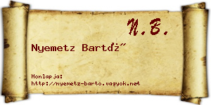 Nyemetz Bartó névjegykártya